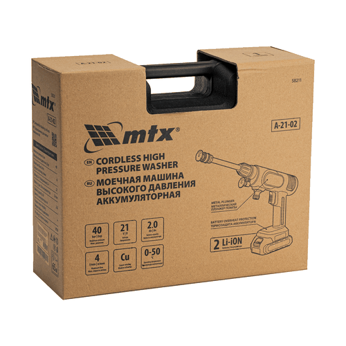 Моечная машина MTX 40 бар, 4 л/мин, Li-ion 21 В, 2 акк., изображение