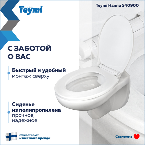 Сиденье TEYMI Hanna S40900 для унитаза микролифт полипропилен, детальное фото