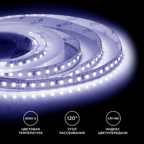 Светодиодная лента APEYRON 00-343 24В, 16Вт/м, smd2835, 120д/м, IP20, 1500Лм/м, 5м, х/б, фото