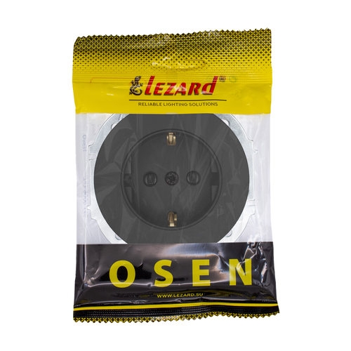 Розетка LEZARD с защитой от детей ПБТ чёр.бархат, фотография