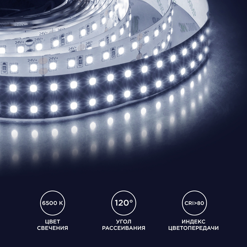 Светодиодная лента APEYRON 24В, SMD2835 , 240 диодов, 38 Вт/метр, 3800 лм/метр, IP20, 6, фотография