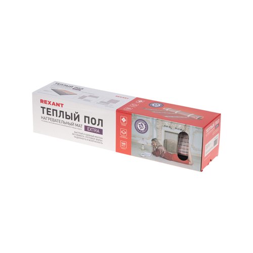 Теплый пол REXANT нагревательный самокл.мат Extra 0,7м2,0,5х1,4м,112Вт двухж., детальное фото