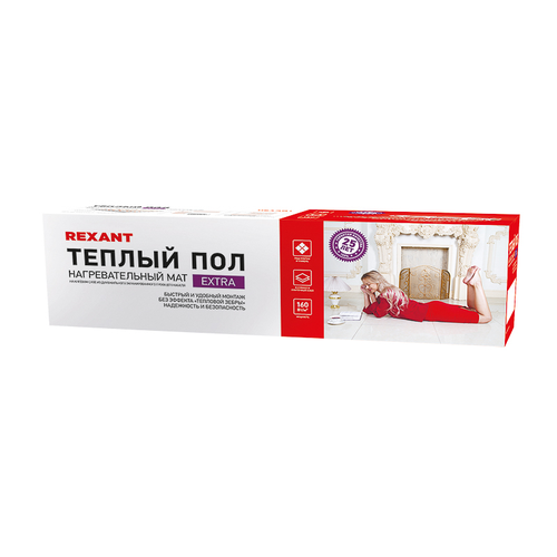 Теплый пол REXANT нагревательный самокл.мат Extra 3м2,0,5х6м,480Вт двухжильный, детальное фото