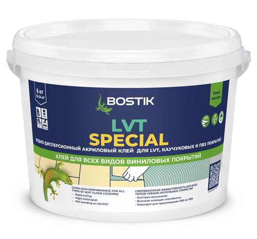 Клей BOSTIK д/плитки ПВХ (LVT) LVT Special, 6кг /Bostik, картинка