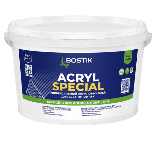 Клей BOSTIK д/коммерческих покрытий BOSTIC ACRYL SPECIAL, 6кг, детальное фото