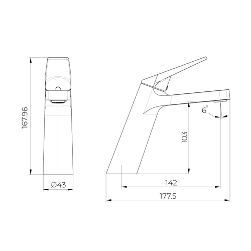 Смеситель д/умывальника TOKITO хром 23x14x7, изображение