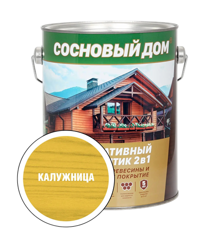 Антисептик д/древесины СОСНОВЫЙ ДОМ декоративный калужница, картинка