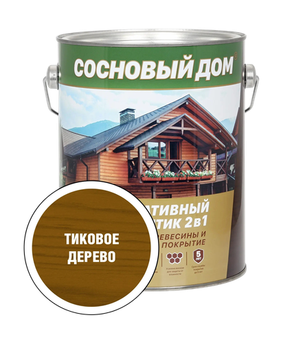 Антисептик д/древесины СОСНОВЫЙ ДОМ декоративный тиковое дерево, фотография