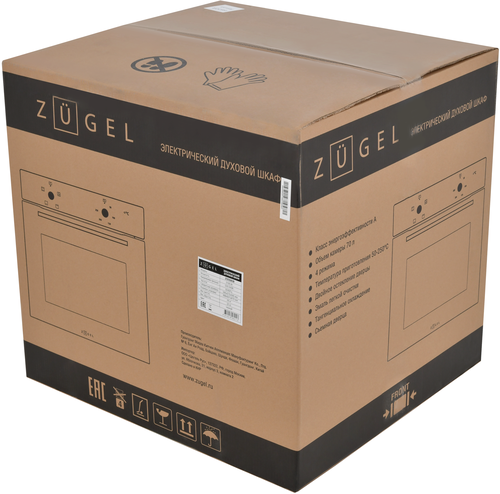 Духовой шкаф встраиваемый ZUGEL 670х670х620, черный, детальное фото