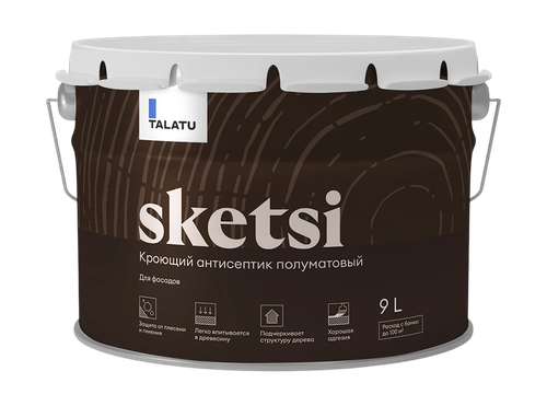 Кроющий антисептик TALATU полуматовый sketsi база с 9,0л, вид