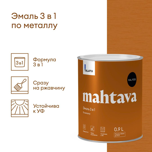 Грунт-эмаль TALATU алкидная глянцевая mahtava ral 9005 черный, крупный план