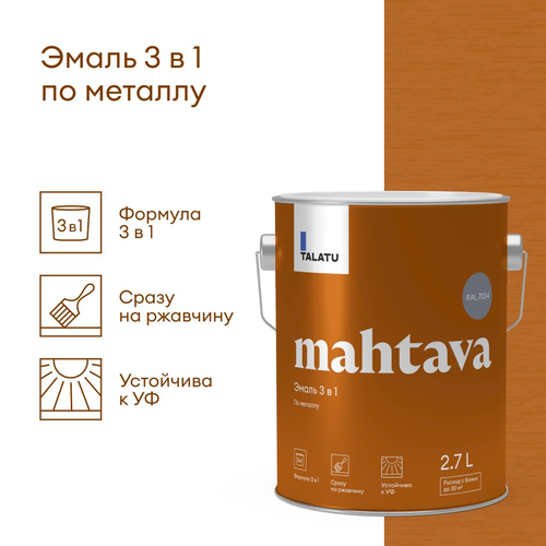 Грунт-эмаль TALATU алкидная глянцевая mahtava ral 7004 серый, детальное фото