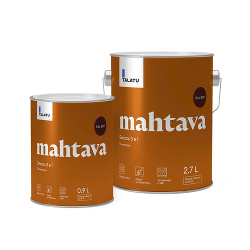 Грунт-эмаль TALATU алкидная глянцевая mahtava ral 8017 шоколадно-коричневый, фотография
