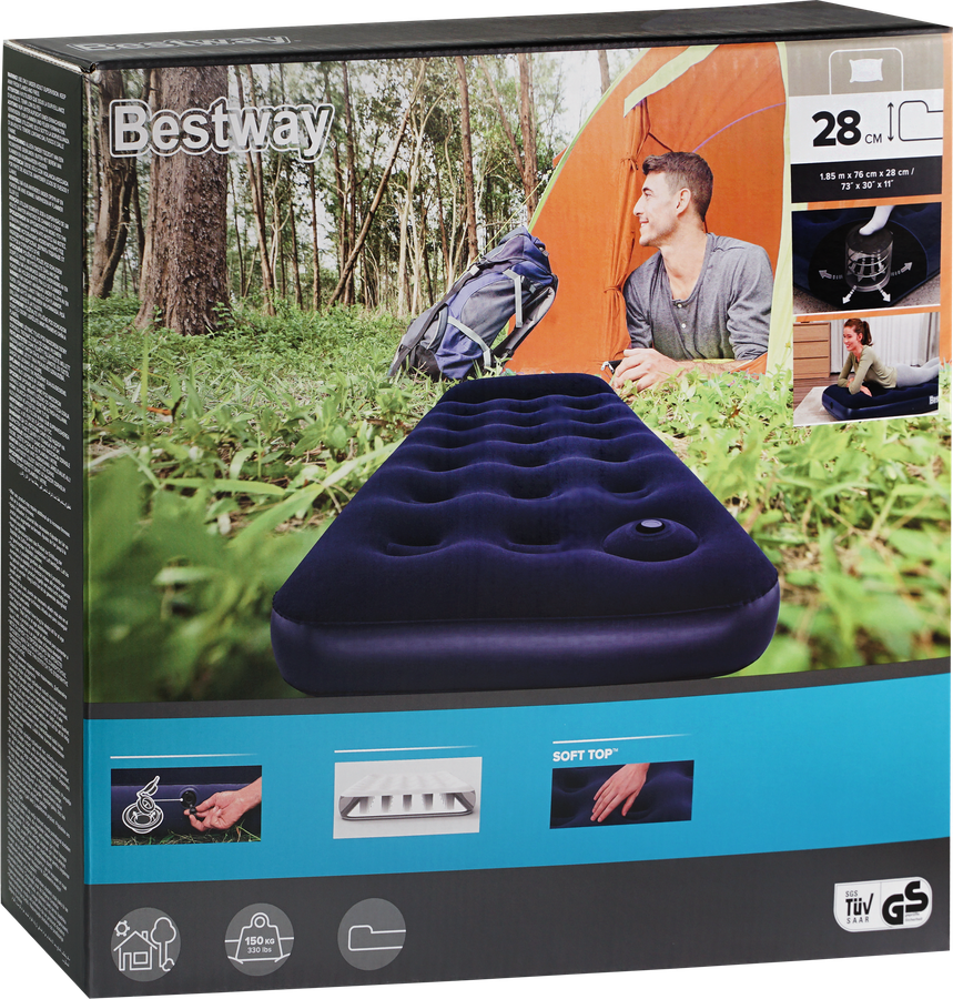 Матрас надувной BESTWAY Easy Inflate одноместный 185х76х28см, со 
встроенным ножным насосом, Арт. 67223, предпросмотр