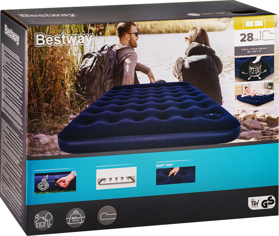 Матрас надувной BESTWAY Pavillo 203x152x28см, со встроенным ножным насосом, Арт. 67226, предпросмотр
