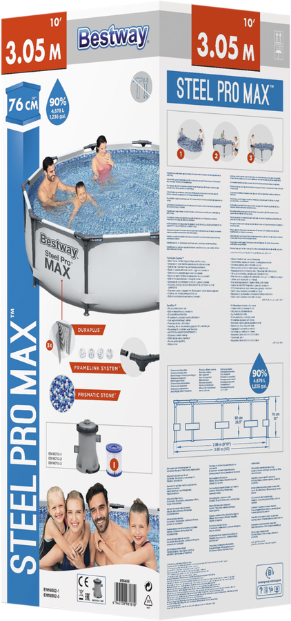 Бассейн каркасный BESTWAY Steel Pro Max 4678л 305х76см, с фильтром- насосом, Арт. 56408, превью