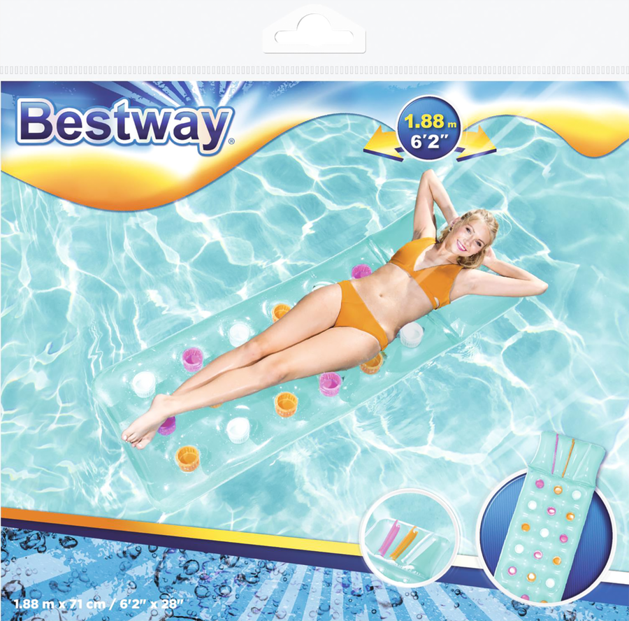 Матрас надувной для плавания BESTWAY 188х71см, с ремкомплектом, цвета в ассортименте, Арт. 43014, предпросмотр