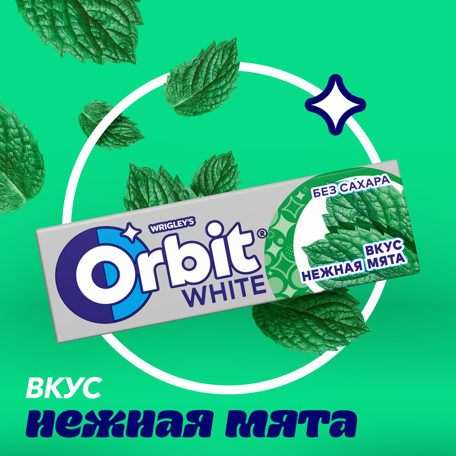 Жевательная резинка ORBIT Белоснежный Нежная Мята, 13,6г, превью