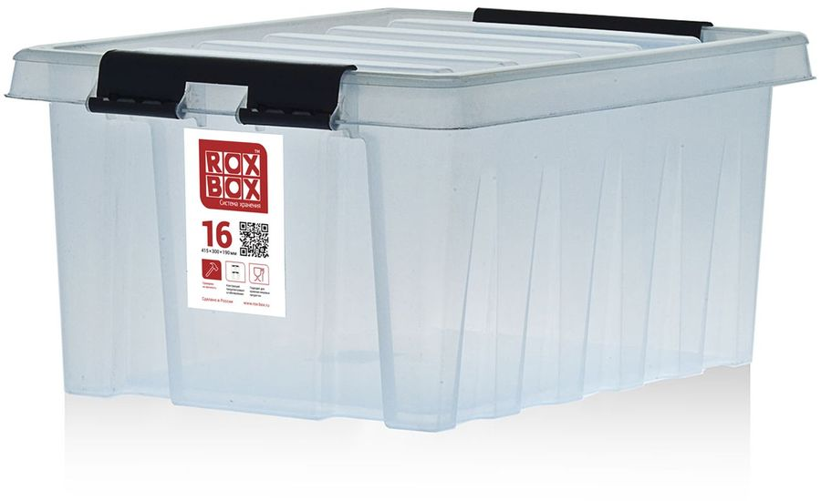 Контейнер ROX BOX с крышкой, 40х30х19см, пластик, прозрачный, полипропилен, 16л, Арт. 016-00.07, предпросмотр