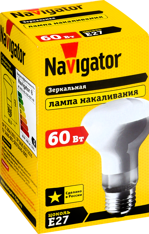 Лампа накаливания NAVIGATOR R63 60Вт Е27, матовая, превью