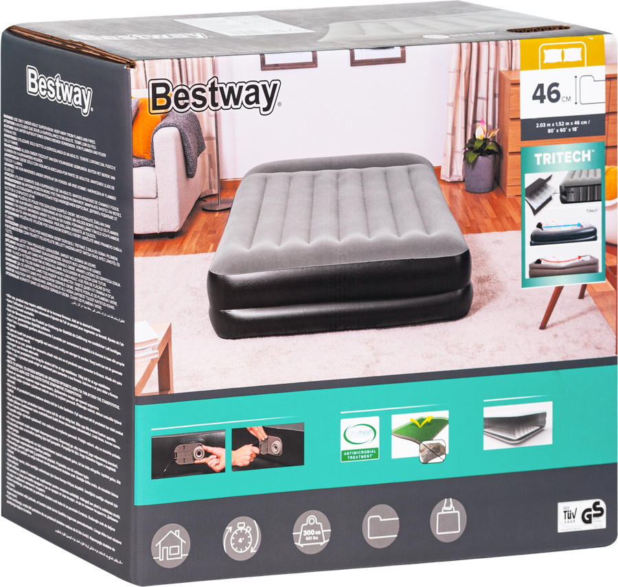 Матрас надувной BESTWAY Built-In Pump 203х152х46см, c электронасосом, Арт. 67403, предпросмотр