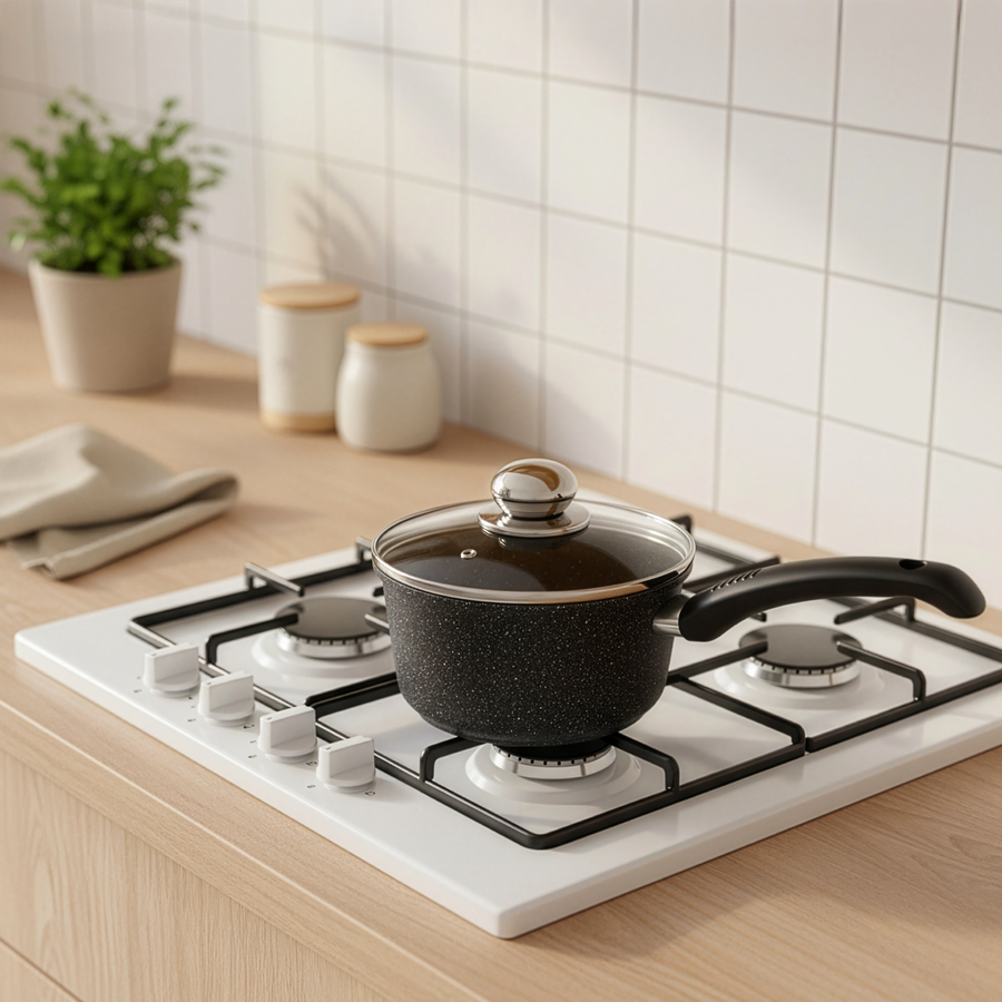 Ковш HOMECLUB Marble, литой алюминий, стеклянная крышка, сливной носик 1.5л Арт. HC-1KV, предпросмотр