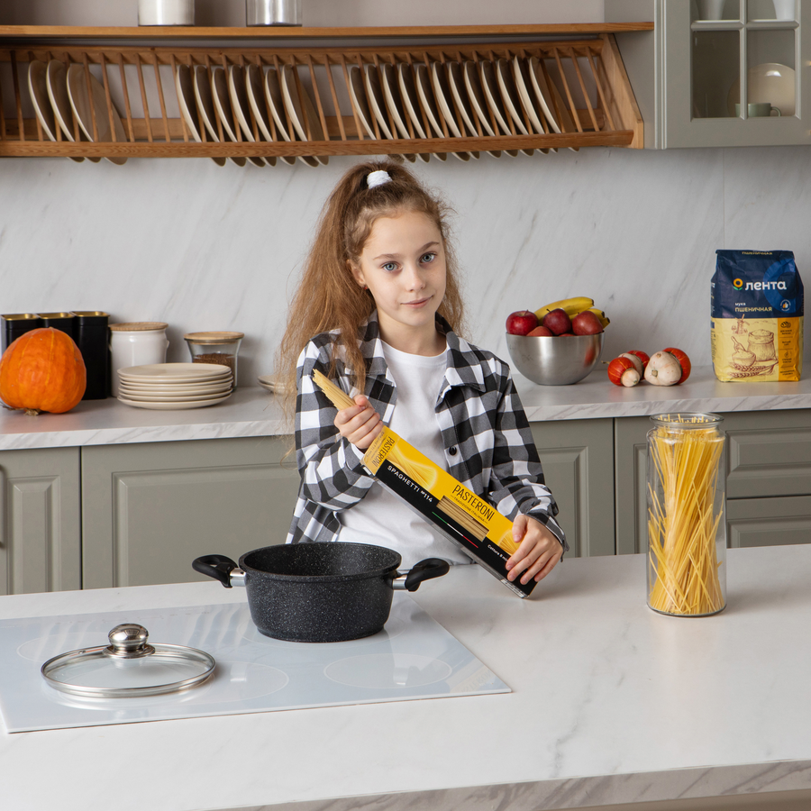 Кастрюля HOMECLUB Marble, литой алюминий, стеклянная крышка 2л Арт. HC-2K, предпросмотр