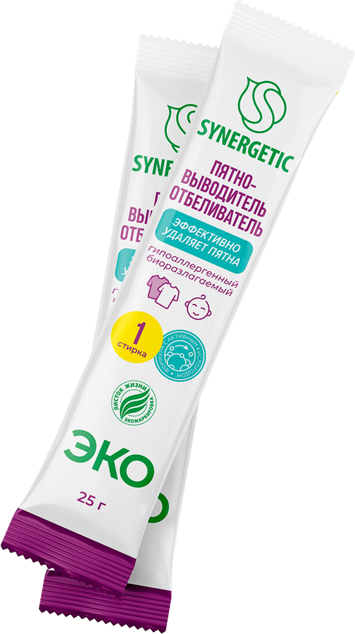 Пятновыводитель-отбеливатель SYNERGETIC с активным кислородом биоразлагаемый, 10 стирок, 250г, предпросмотр
