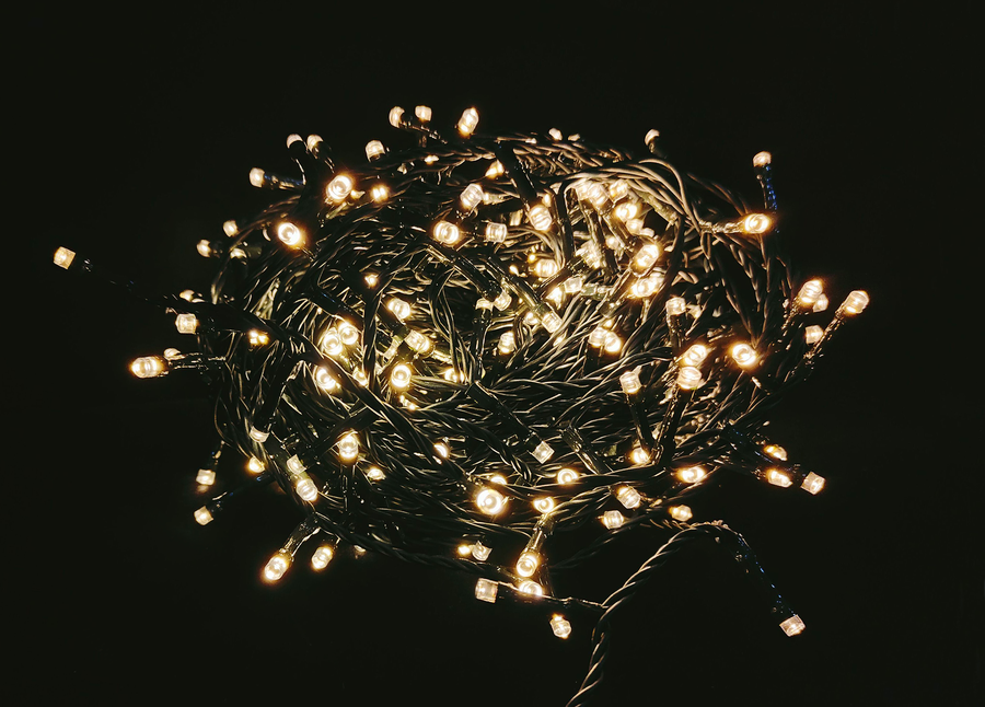 Электрогирлянда светодиодиодная для дома и улицы HOMECLUB 300 LED-ламп, 8 функций, теплый белый, IP44, 15м, предпросмотр