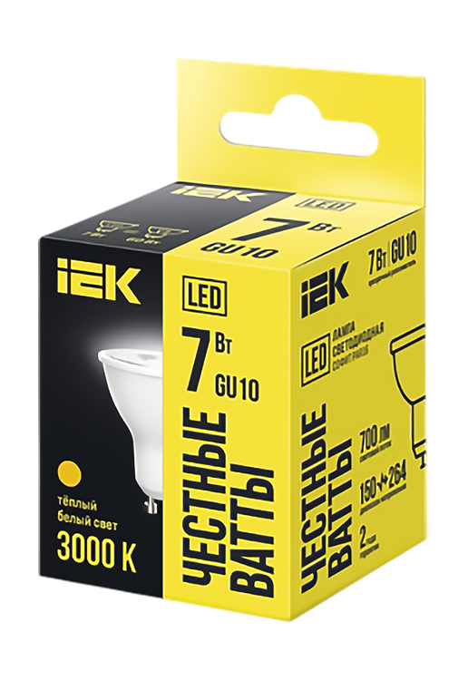 Лампа IEK LED PAR16, софит, 7Вт, 230В, 3000К, GU10, превью