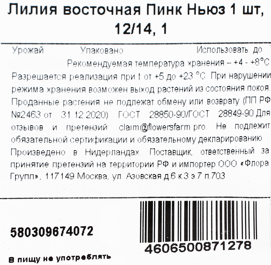 Луковица MY GARDEN Лилия восточная Пинк Ньюз, превью
