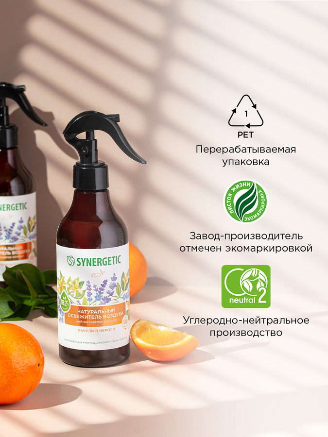 Освежитель воздуха SYNERGETIC Пачули и нероли, 380мл, предпросмотр