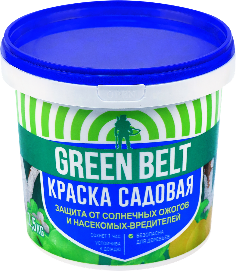 Краска садовая для деревьев GREEN BELT акриловая, Арт. 01-493, 1,5кг, предпросмотр