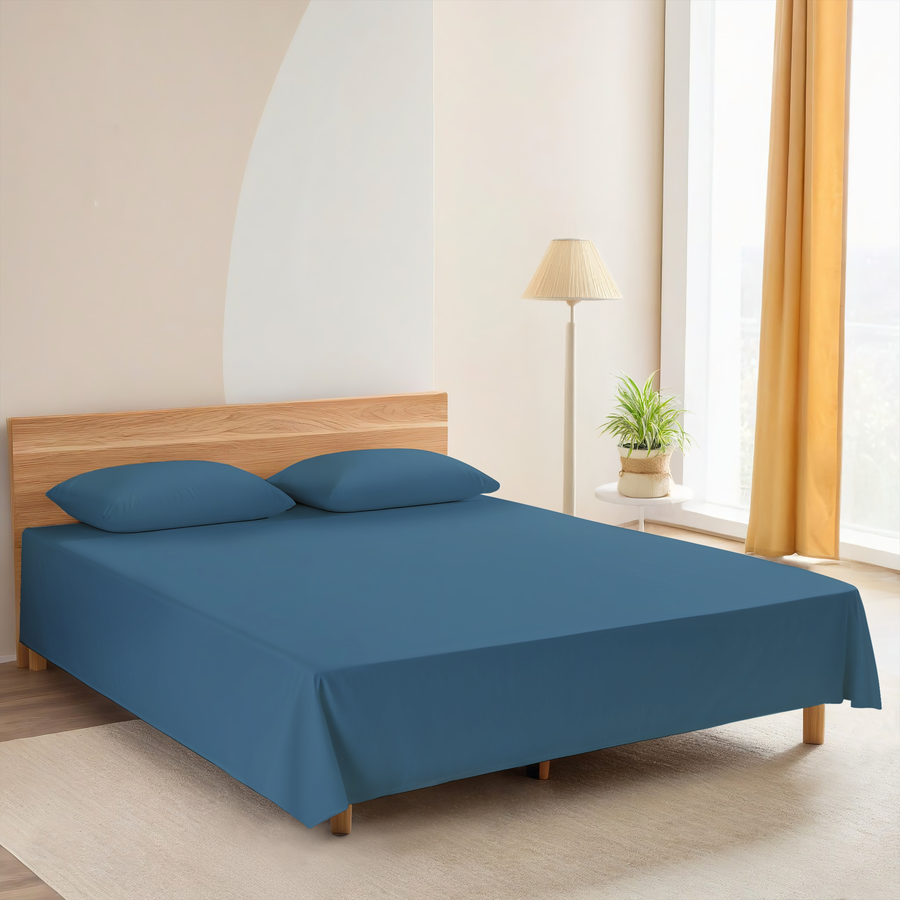 Простыня HOMECLUB 220х240см, синяя, поплин, Арт. HCP/S2224/Д3, предпросмотр