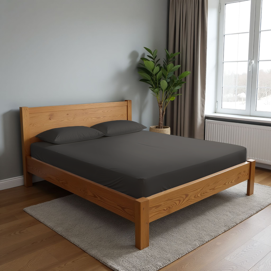 Простыня на резинке HOMECLUB 160x200(+/-3)см, цвет графит, Арт. HCBS-S-16-GR, превью