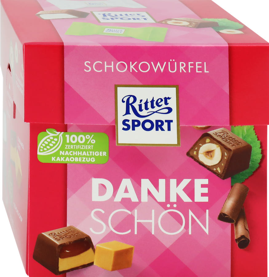 Набор конфет из молочного шоколада RITTER SPORT Choco Cube Danke Schon, 176г, предпросмотр