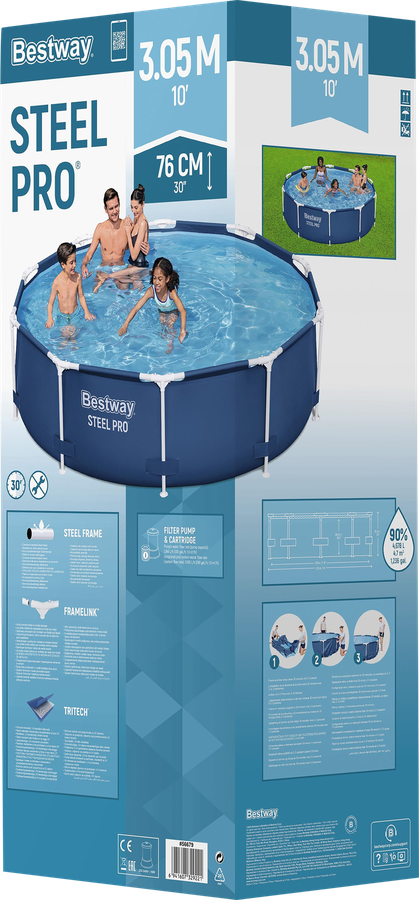 Бассейн каркасный BESTWAY 305x305x76см 4678л, с фильтром-насосом, Арт. 56679, превью