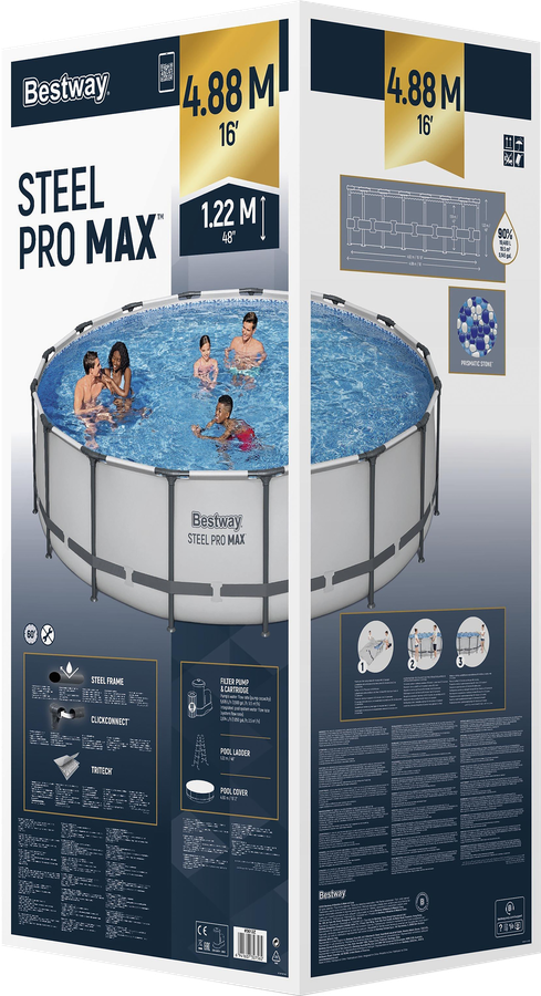 Бассейн каркасный BESTWAY Steel Pro Max 488x122см 19480л, с фильтром-насосом, Арт. 5612Z, превью