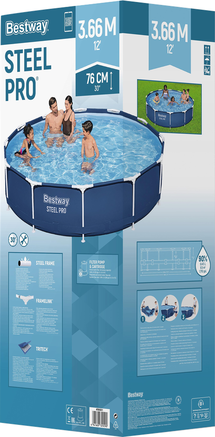 Бассейн каркасный BESTWAY 366x76см 6473л, с фильтр-насосом, Арт. 56681, превью