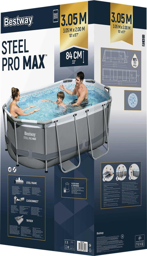 Бассейн каркасный BESTWAY 305x200x84см 3668л, с фильтром-насосом, Арт. 5614A, превью