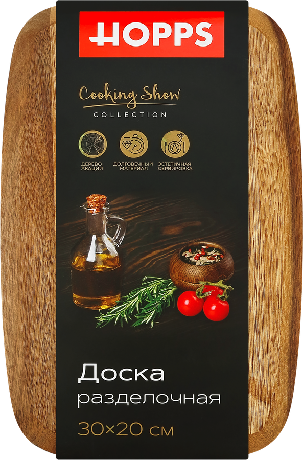 Доска разделочная HOPPS Acacia 30x20x1,5см, дерево акации, Арт. RB-1, предпросмотр