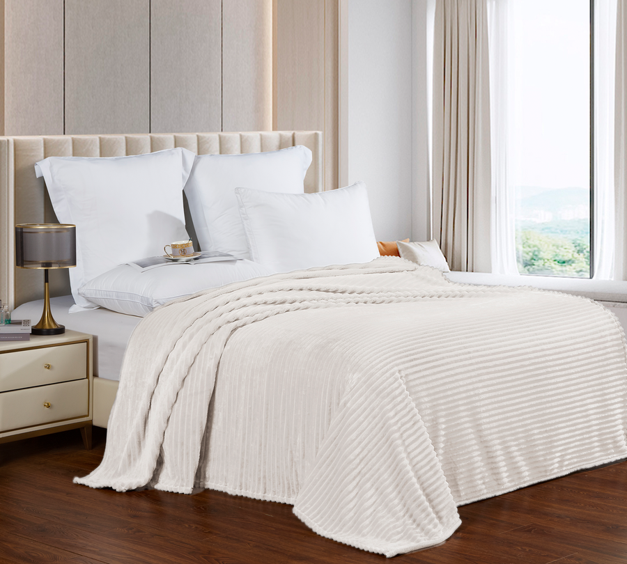 Плед HOMECLUB Light шиншилла 200x220см, цвет молочный, предпросмотр