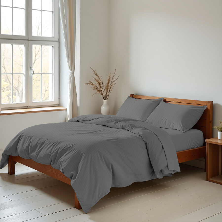 Пододеяльник HOMECLUB 175x215см (+/-3см), серый, страйп-сатин, Арт. ПНС175х215сер, превью