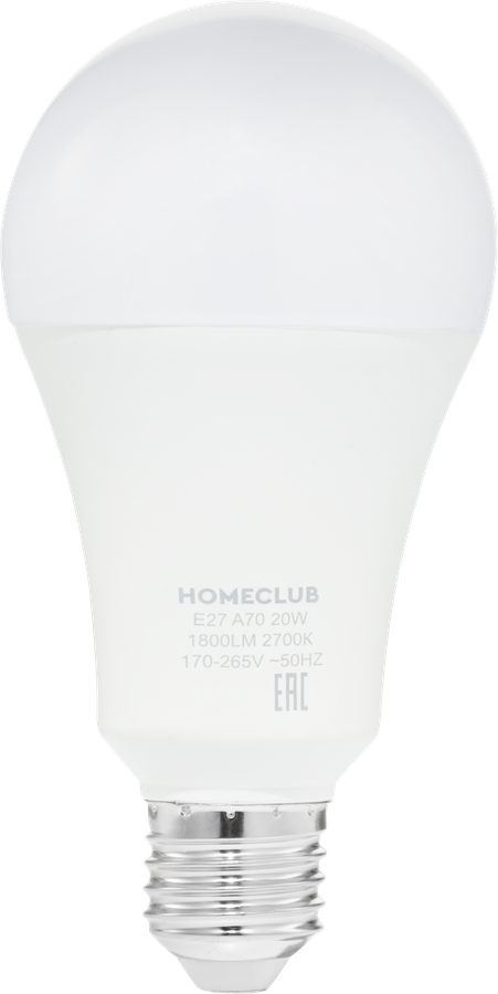 Лампа светодиодная HOMECLUB груша 20Вт E27 теплый свет, Арт. LED-A70-20E2727, предпросмотр