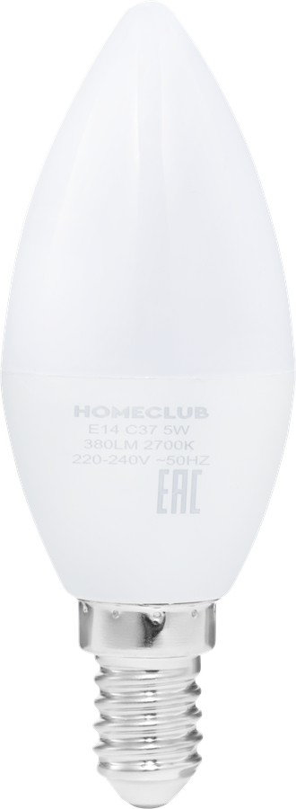 Лампа светодиодная HOMECLUB свеча 5Вт E14 теплый свет, Арт. LED-C37-5E1427, превью