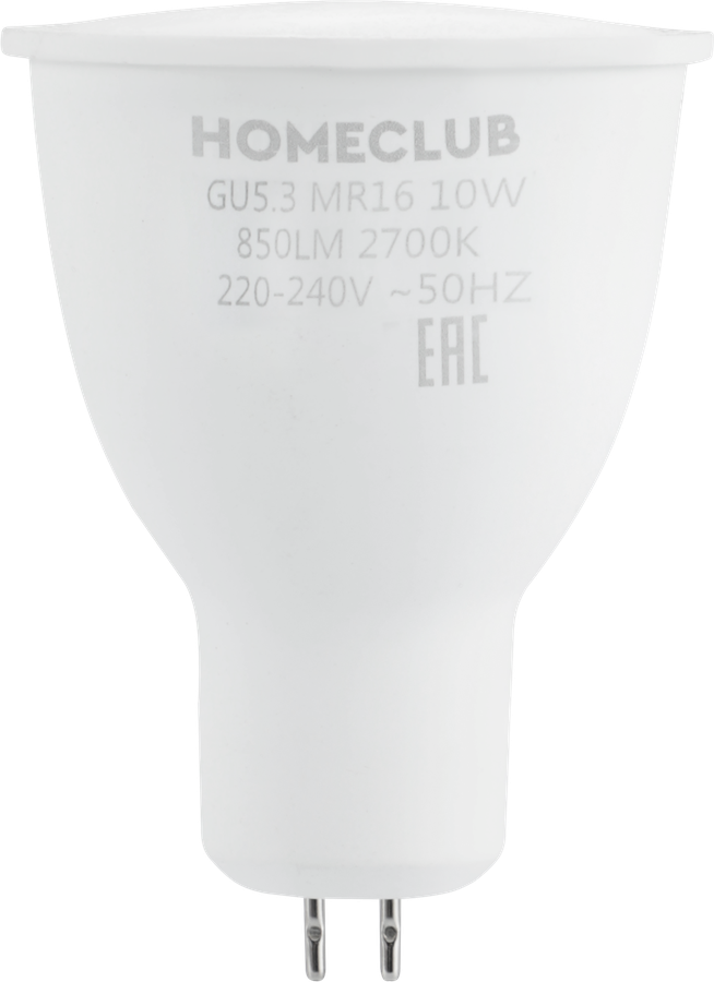 Лампа светодиодная HOMECLUB софит 10Вт GU5.3 теплый свет, Арт. LED-MR16-10GU5.327, превью