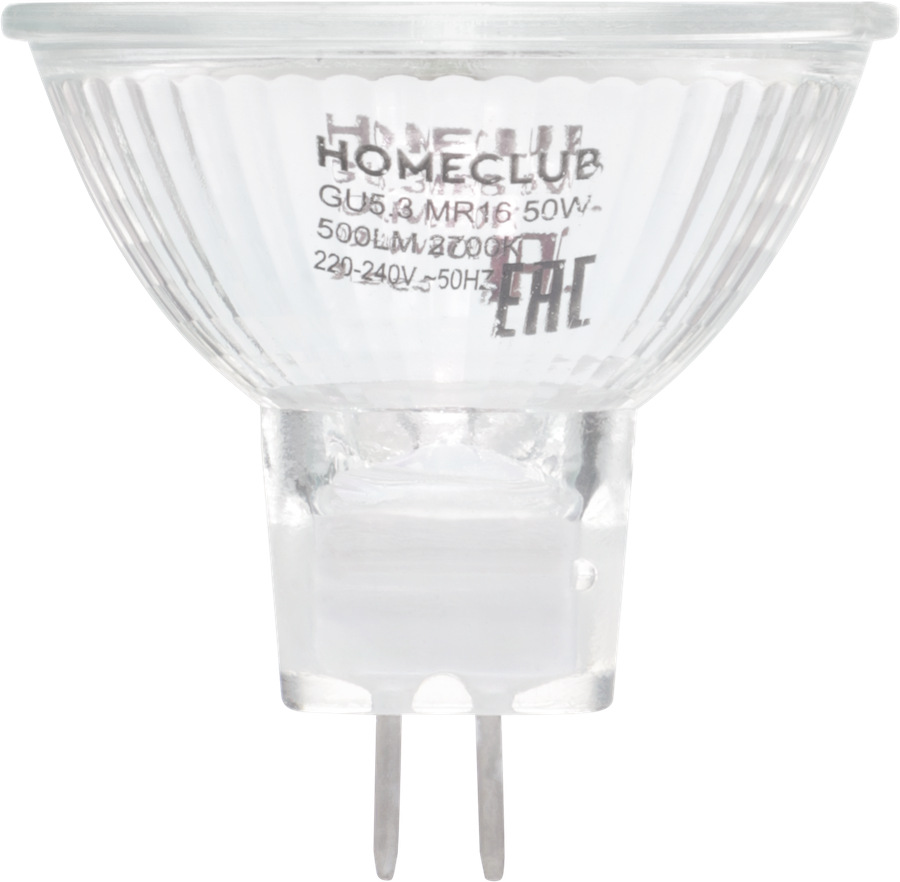 Лампа галогеновая HOMECLUB софит 50Вт GU5.3 теплый свет, Арт. HAL-MR16-50GU5.327, превью