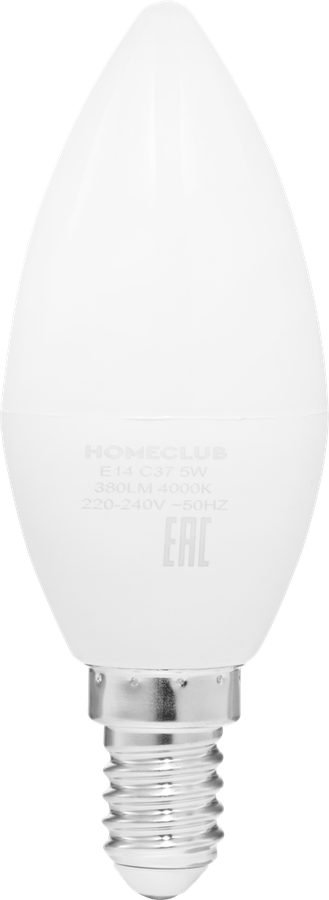 Лампа светодиодная HOMECLUB свеча 5Вт E14 нейтральный свет, Арт. LED-C37-5E1440, превью