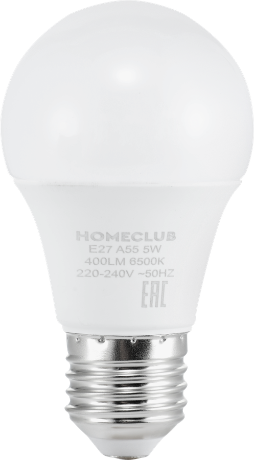 Лампа светодиодная HOMECLUB груша 5Вт E27 холодный свет, Арт. LED-A55-5E2765, превью