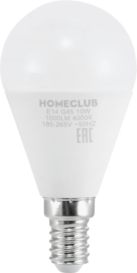 Лампа светодиодная HOMECLUB шар 10Вт E14 нейтральный свет, Арт. LED-G45-10E1440, превью